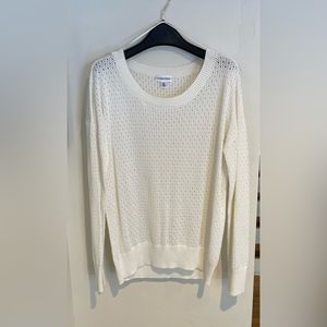 NWOT Calvin Klein white pointelle cotton blend sweater, size small